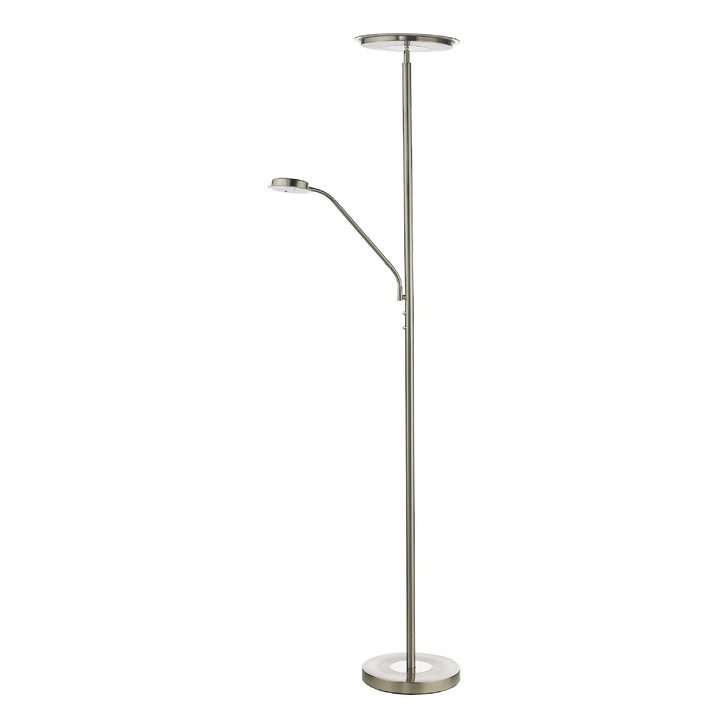 Dar Shelby Satin Nickel Mother & Child LED Floor Lamp