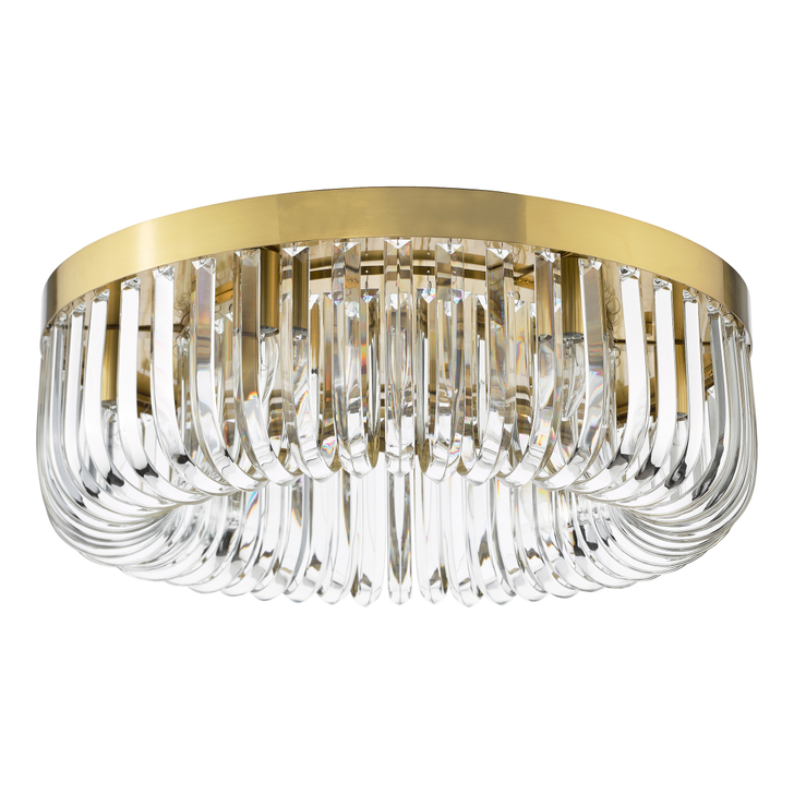 Dar Sigourney 6 Light Flush Satin Gold and Crystal