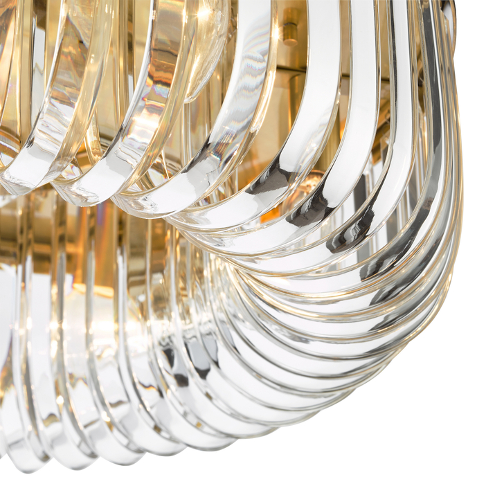 Dar Sigourney 6 Light Flush Satin Gold and Crystal