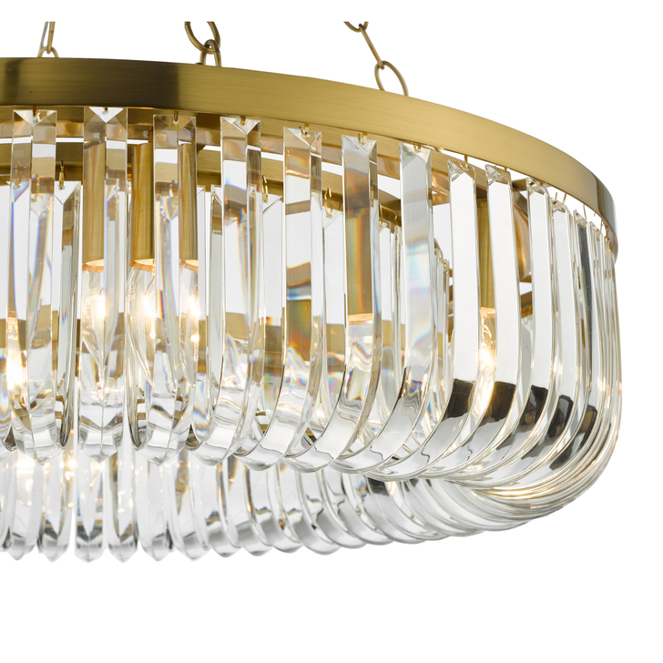 Dar Sigourney 8 Light Pendant Satin Gold and Crystal