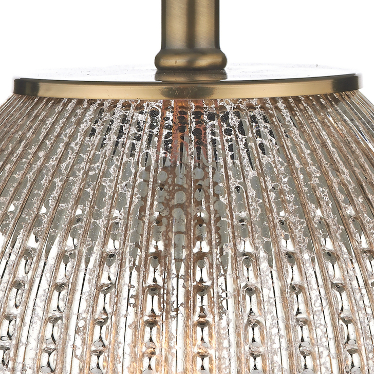 Dar Sonia Dual-Lit Table Lamp Antique Brass With Silver Textured Glass & Taupe Shade