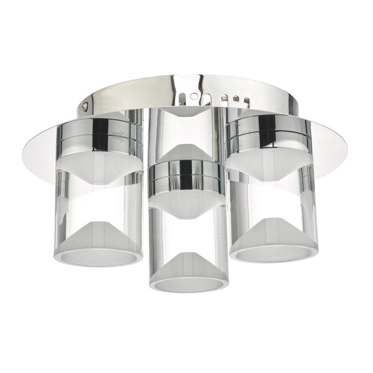 Dar Susa SUS5350 3 Light LED Flush Ceiling Light In Polished Chrome & Acrylic - IP44