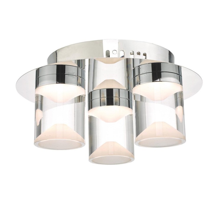 Dar Susa SUS5350 3 Light LED Flush Ceiling Light In Polished Chrome & Acrylic - IP44