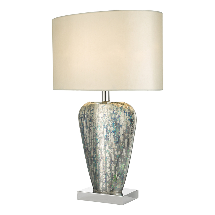 Dar Syracuse Table Lamp Mercury Glass With White Oval Shade