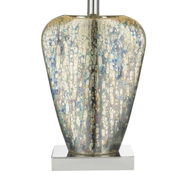 Dar Syracuse Table Lamp Mercury Glass With White Oval Shade