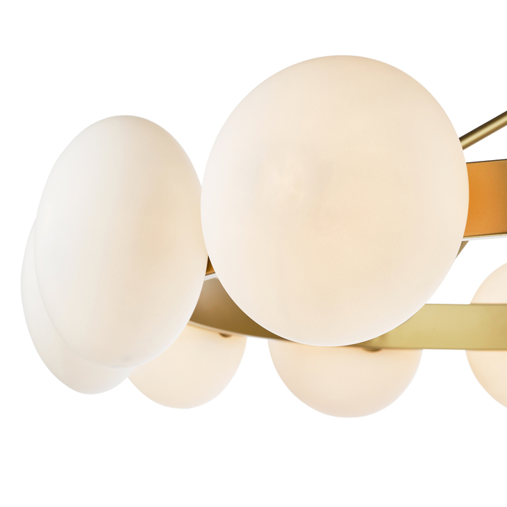 Dar Tauri 12 Light Pendant Matt Gold and Opal Glass