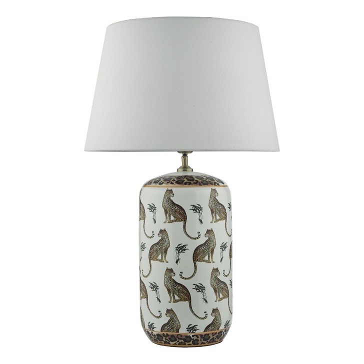 Dar Tigris Leopard And Foliage Motic Ceramic Table Lamp - Base Only