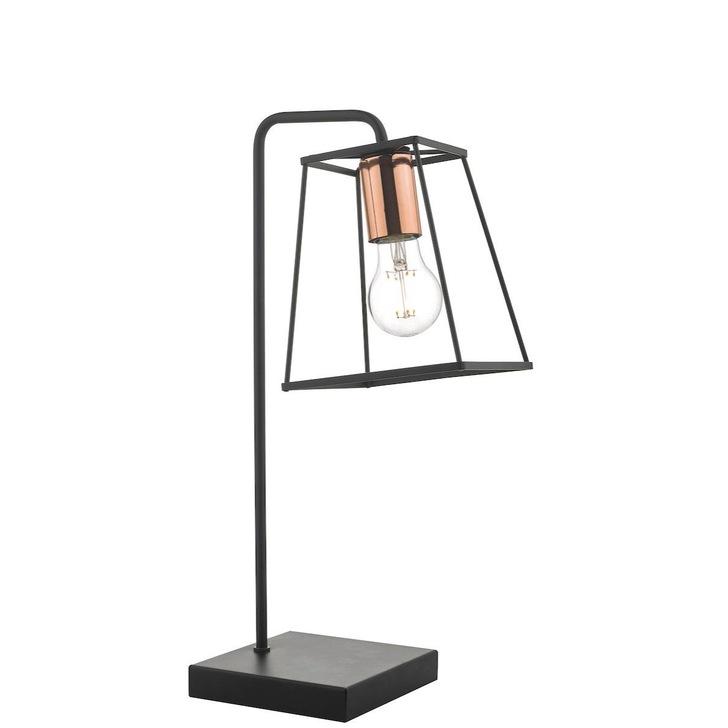 Dar Tower TOW4122 Table Lamp In Satin Black & Polished Copper Finish