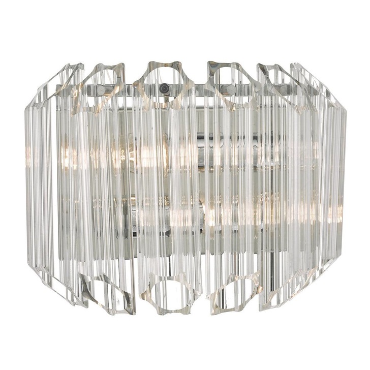 Dar Tuvalu TUV0908 2 Light Wall Light In Polished Chrome & Glass Finish