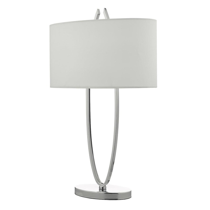 Dar Utara UTA4250 Table Lamp In Polished Chrome Finish Complete With Ivory Shade