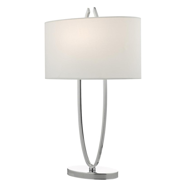 Dar Utara UTA4250 Table Lamp In Polished Chrome Finish Complete With Ivory Shade