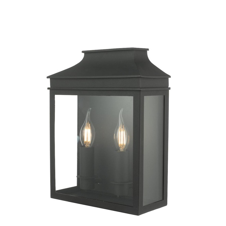 Dar Vapour VAP5022 Exterior 2 Light Coach Lantern Wall Light In Matt Black Finish - IP44