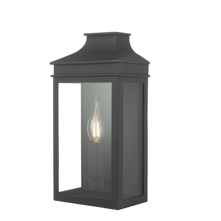 Dar Vapour VAP5222 Exterior Coach Lantern Single Wall Light In Matt Black Finish - IP44