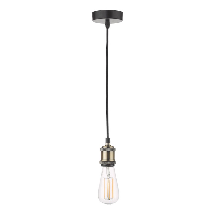 Dar Waco Single E27 Suspension In Antique Brass Matt Black