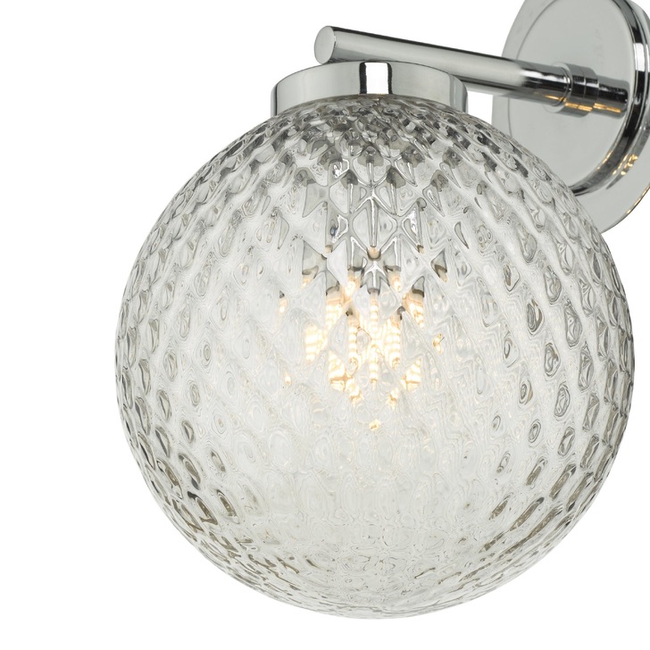 Dar Wayne Bathroom Wall Light In Polished Chrome Complete With Clear Glass - IP44