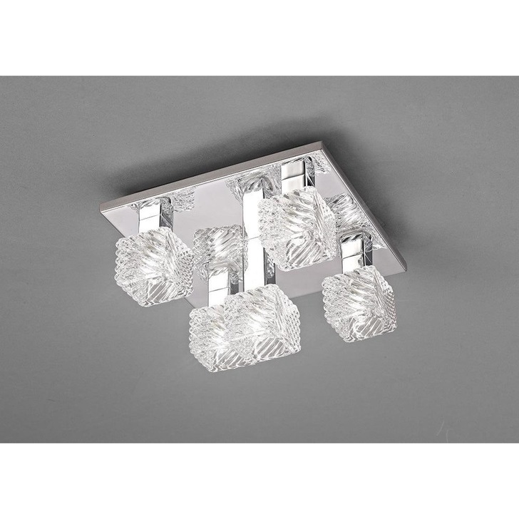 Deco Accor D0162 Polished Chrome 5 Light Flush Ceiling Light With Clear Glass Shades