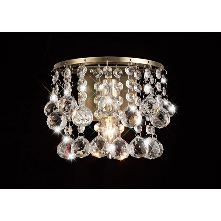 Deco Acton D0191 Antique Brass Sphere Crystal 1 Light Wall Light