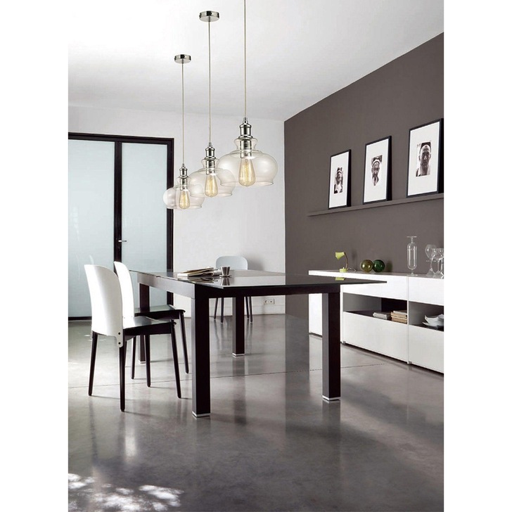 Deco Carla D0116 Polished Chrome Single Pendant With Clear Glass Shade