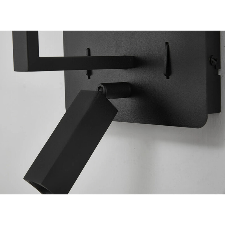 Deco Clara Satin Black Wall + Reading Light with USB-C + USB-A Socket: 1 x E27 + 3W LED: 3000K: Individually Switched