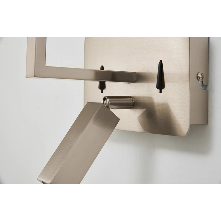 Deco Clara Satin Nickel Wall + Reading Light with USB-C + USB-A Socket: 1 x E27 + 3W LED: 3000K: Individually Switched