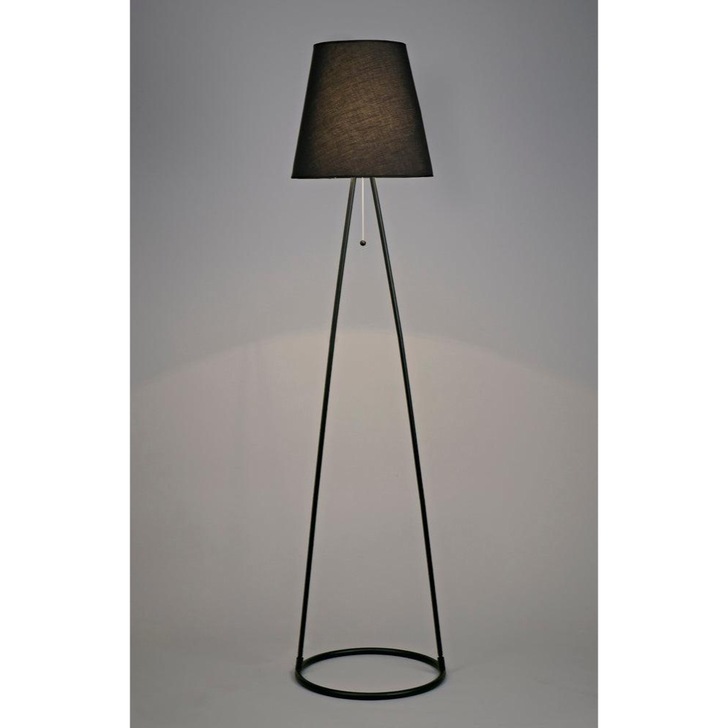 Deco Hayden D0233 Matt Black Floor Lamp Complete With Black Fabric Shade