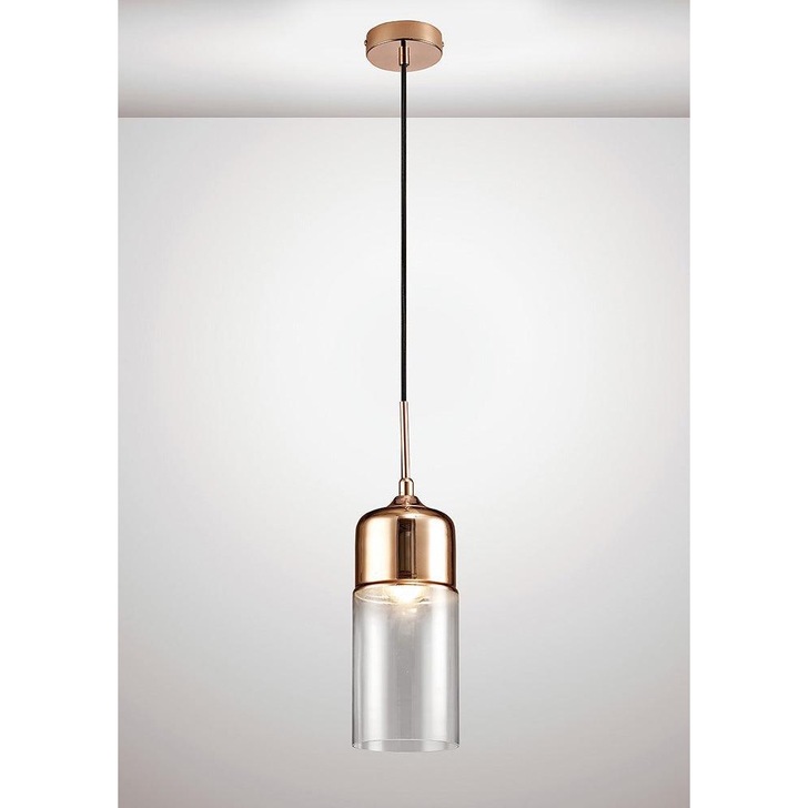 Deco Mia D0114 Bronze Cylindrical Single Pendant With Clear Glass