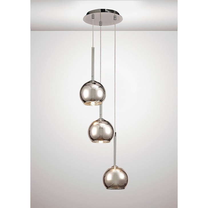 Deco Regina D0103 Polished Chrome 3 Light Pendant With Chrome Plated Glass Shades