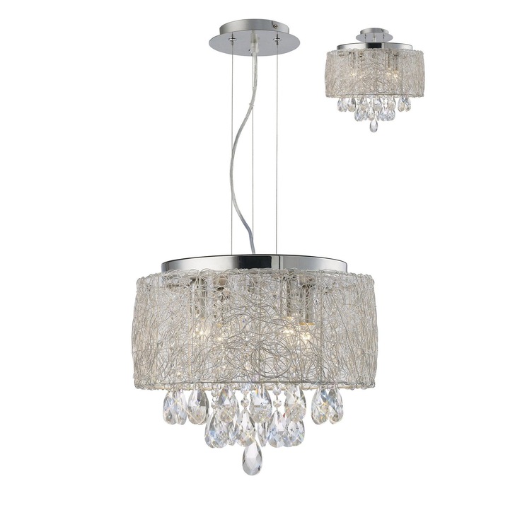 Diyas Adeline IL31160 Polished Chrome 4 Light Crystal Pendant