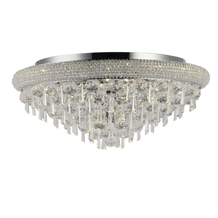 Diyas Alexandra IL31447 Polished Chrome 9 Light Flush Crystal Ceiling Light