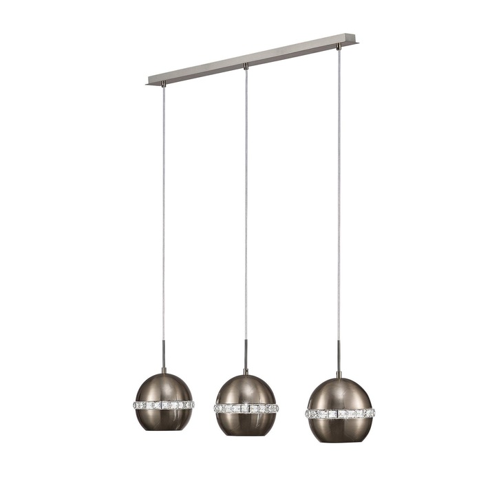 Diyas Andrea IL31613 Satin Nickel/Crystal 3 Light Linear Bar Pendant