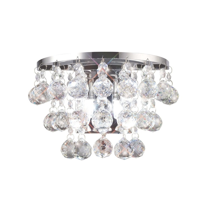 Diyas Atla IL30014 Polished Chrome 2 Light Crystal Wall Light