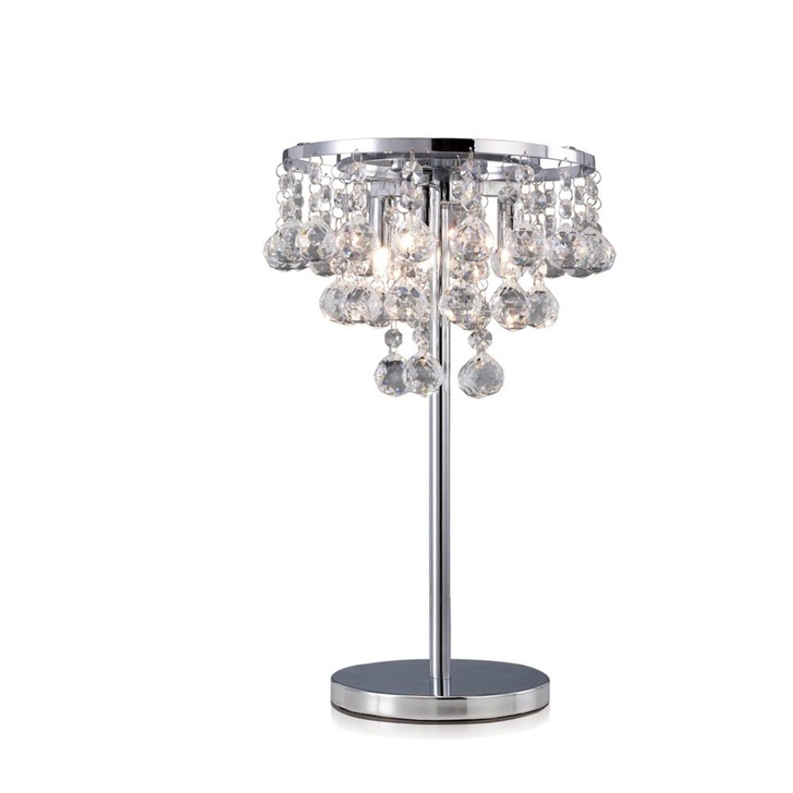 Diyas Atla IL30028 Polished Chrome 3 Light Crystal Table Lamp