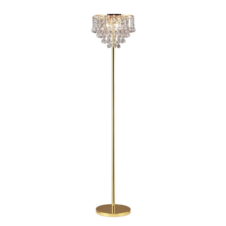 Diyas Atla IL30032 French Gold 4 Light Crystal Floor Lamp