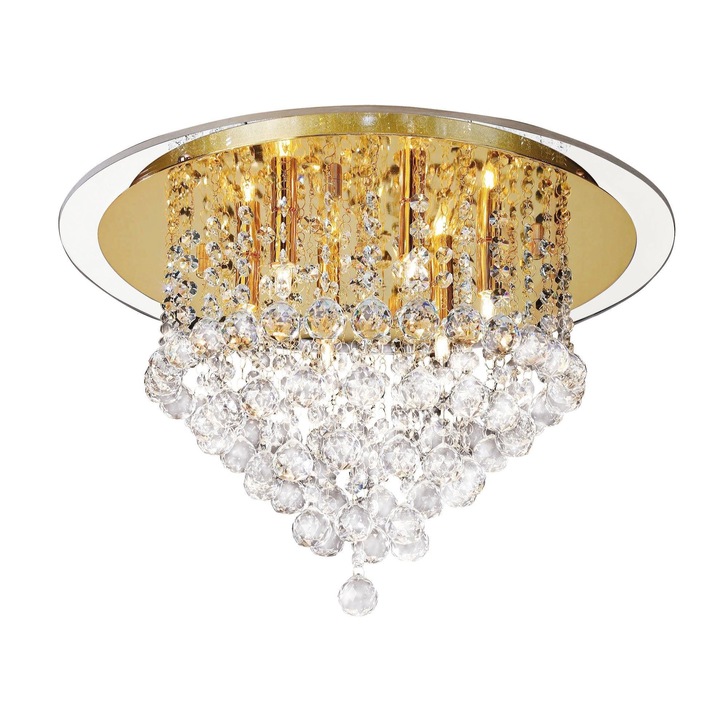 Diyas Atla IL30209 French Gold 6 Light Flush Crystal Ceiling Light