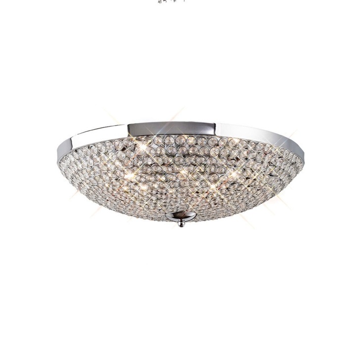 Diyas Ava IL30189 Polished Chrome 9 Light Flush Crystal Ceiling Light