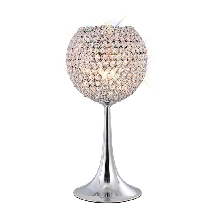 Diyas Ava IL30194 Polished Chrome 3 Light Crystal Table Lamp