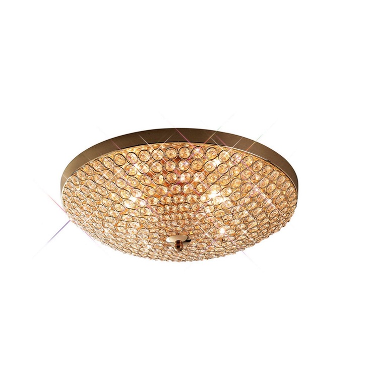 Diyas Ava IL30756 French Gold 4 Light Flush Crystal Ceiling Light