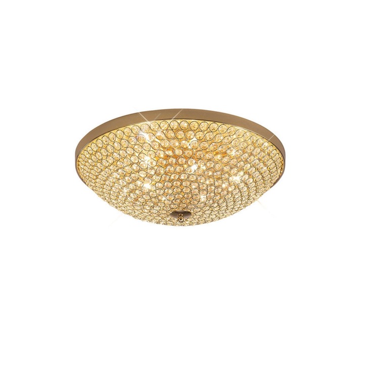 Diyas Ava IL30757 French Gold 6 Light Flush Crystal Ceiling Light