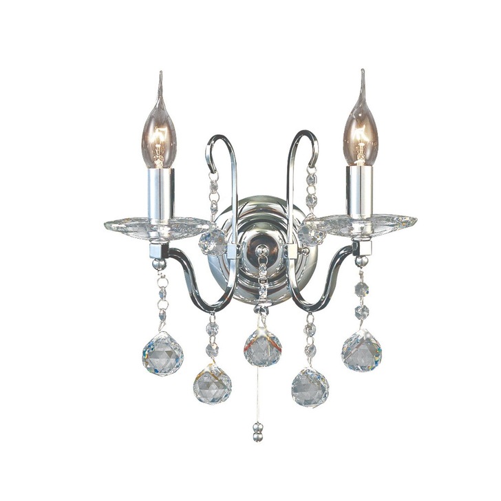 Diyas Bianco IL30112 Polished Chrome 2 Light Crystal Wall Light