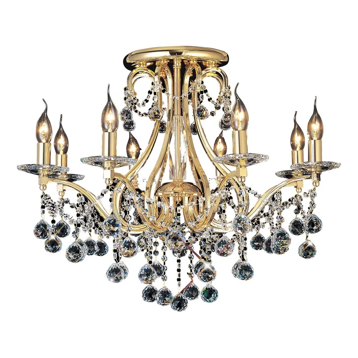 Diyas Bianco IL30218 French Gold 8 Light Semi Flush Crystal Chandelier