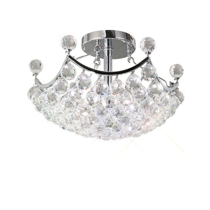 Diyas Cesto IL30035 Polished Chrome 4 Light Semi Flush Crystal Ceiling Light