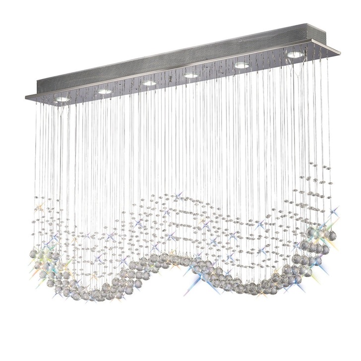 Diyas Colorado IL31380 Polished Chrome 6 Light Crystal Linear Bar Pendant