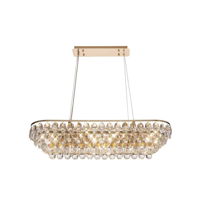 Diyas Coniston 8 Light French Gold Crystal Linear Pendant