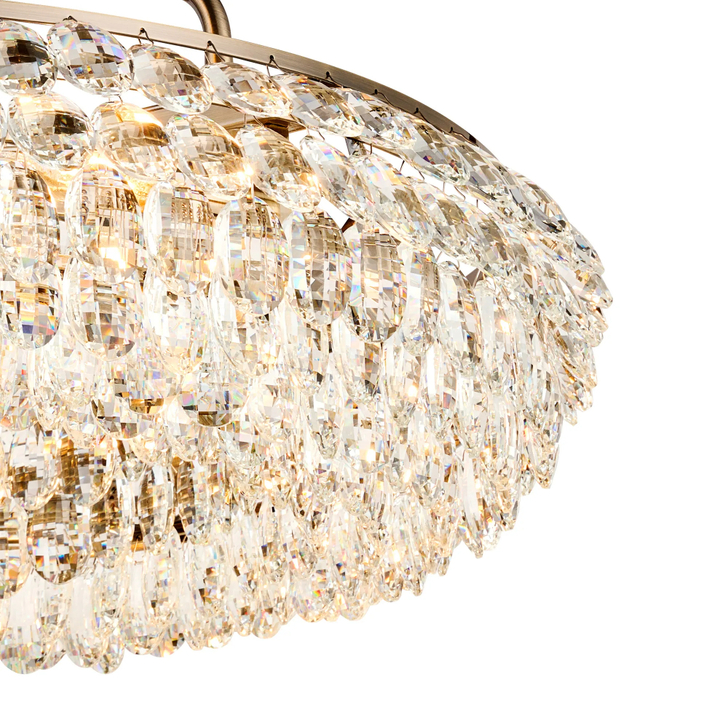 Diyas Coniston 80cm Semi Flush Antique Brass Crystal Ceiling Light
