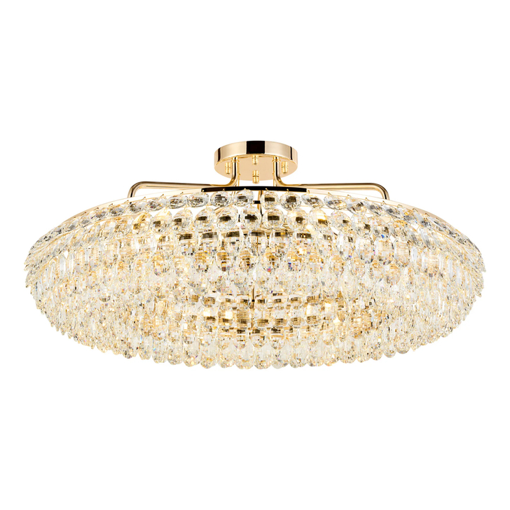 Diyas Coniston 80cm Semi Flush French Gold Crystal Ceiling Light