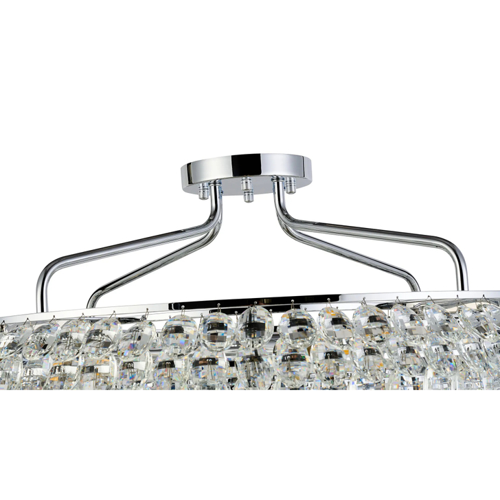 Diyas Coniston 80cm Semi Flush Polished Chrome Crystal Ceiling Light