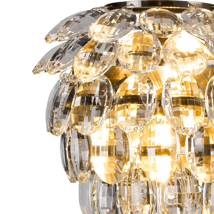 Diyas Coniston Antique Brass Crystal Bathroom Wall Light - IP44