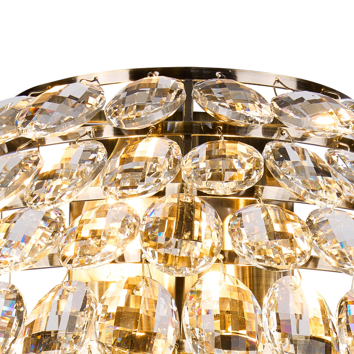 Diyas Coniston Antique Brass Extra Large Crystal Bathroom Wall Light - IP44