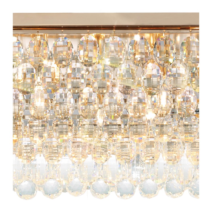 Diyas Coniston French Gold 11 Light Rectangular Flush Crystal Ceiling Light - IL32827