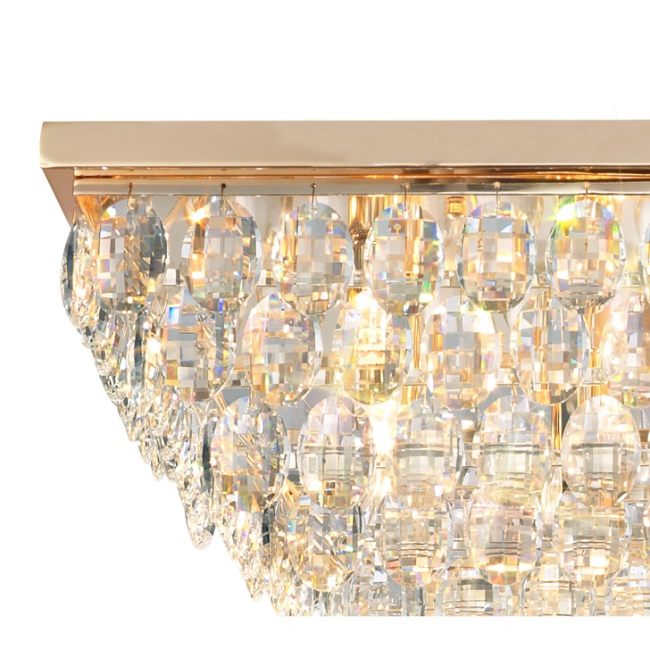 Diyas Coniston French Gold 11 Light Rectangular Flush Crystal Ceiling Light - IL32827